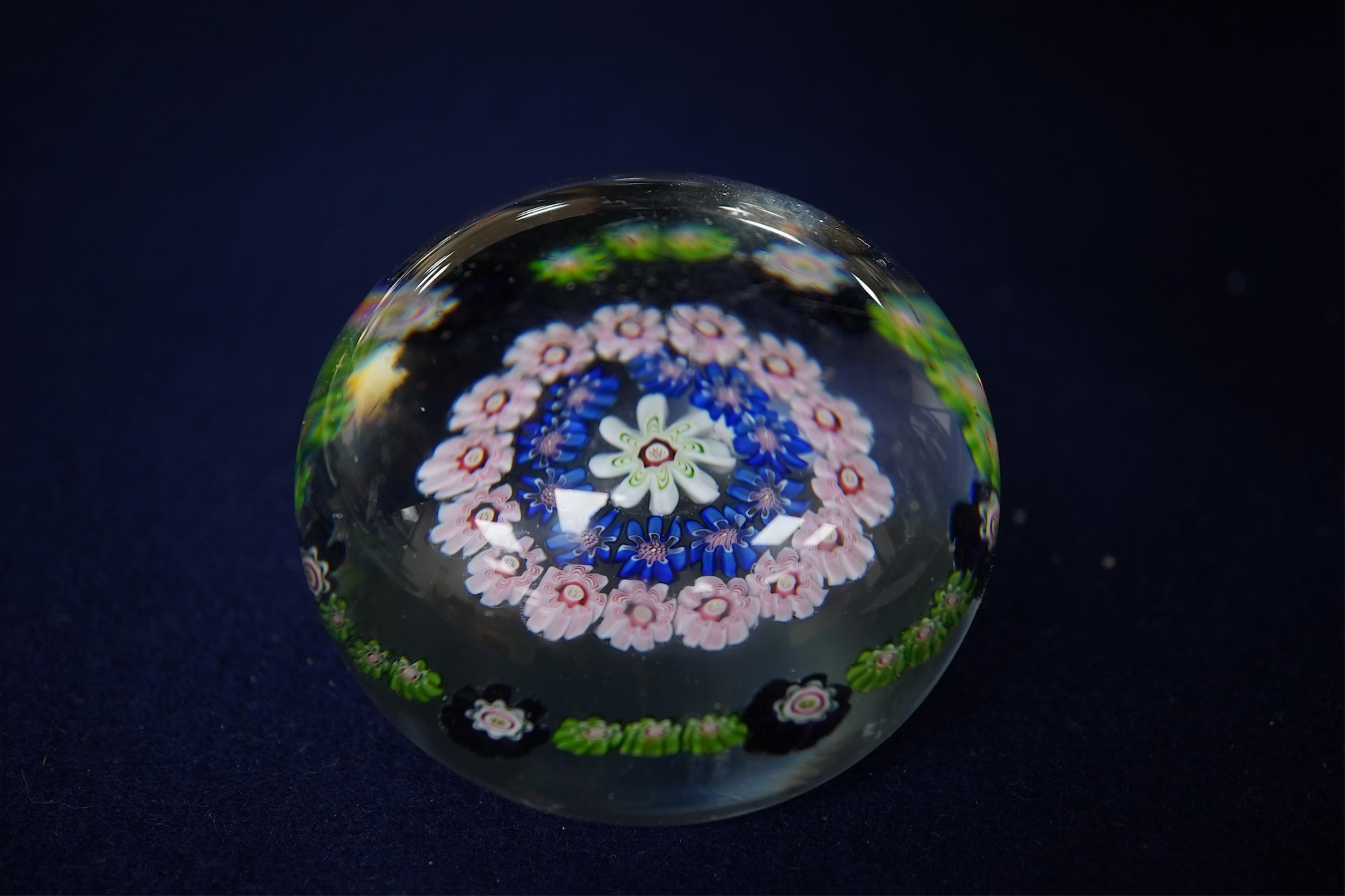 A Mid 19th century French glass millefiori paperweight, 6.5cm wide